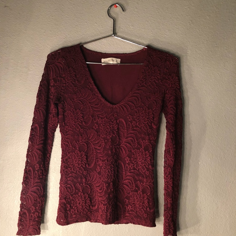 Cute lace Maroon long sleeve